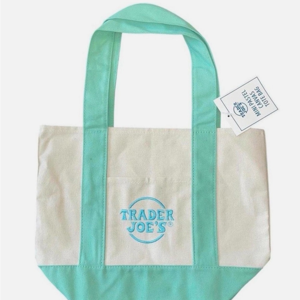 Trader Joe's Cream and Mint Mini Tote Bag
